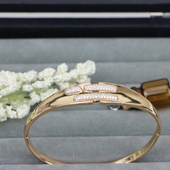 "Rose Gold Bangle with Triple Bar CZ Detailing, XPBL0449 - Picture 11 of 11